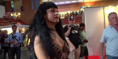 Slut at party having fun and jerking off