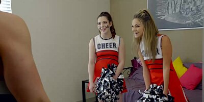Slutty cheerleaders, Ember Stone and Athena Faris are getting fucked, instead of having a rehearsal