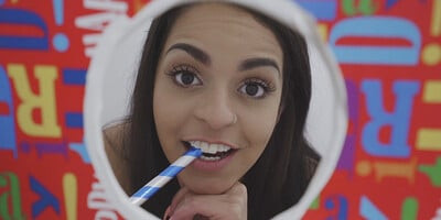 Smiley brunette in crotchless panties getting fucked hard