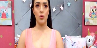 Solo girl with a pretty face is about to masturbate using a big dildo