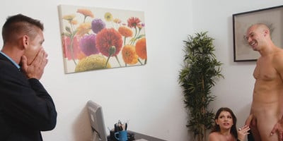 Steaming hot secretary April Dawn fucks her bald boss