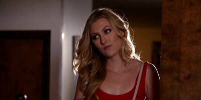 Stepdaughter sucks on stepmom's big tits and licks her pussy