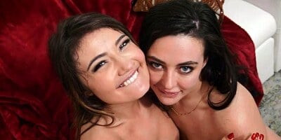 Stunning brunettes Adria Rae and Whitney Wright fuck in POV