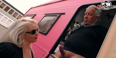 Stupid German blonde seduced at Street pick up