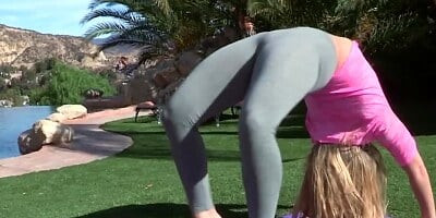 Sultry yoga girl is fucked on the lawn after sixty-nine position