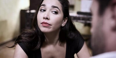 Teen dominated in 3way and gets cum licked