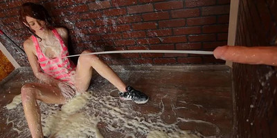 Tereza is getting messy while cleaning up