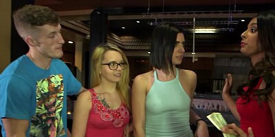 Three beautiful girls take their clothes off for money