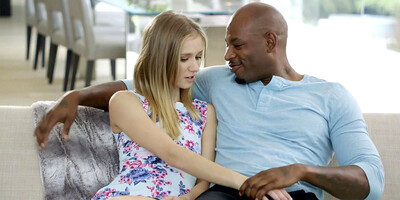 Tiny blonde takes BBC of important client to keep him happy