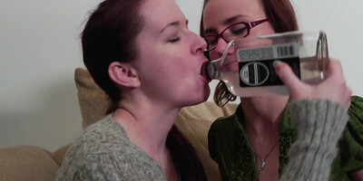 Tipsy naughty lesbians fuck at work in amateur lesbo threesome