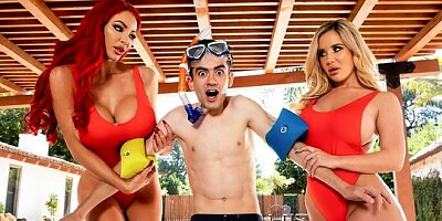 Two Busty moms with big milkings love a Threesome with one cock...