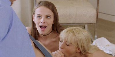 Two College Students Gape For Their Professor