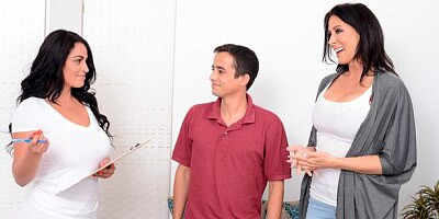 Two sensual sex dolls Cristal Caraballo and Reagan Foxx love hardcore dick riding