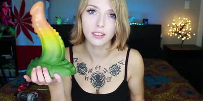 UNBOXING AND GETTING LAID HUGE BAD DRAGON DILDO, STUFFS TWAT WITH MINI DILDOS - amateur sex