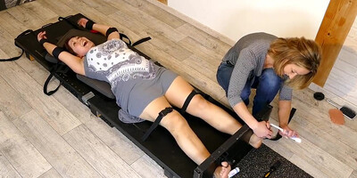 Veronique & The Tickler Get Isabelle In The Stocks