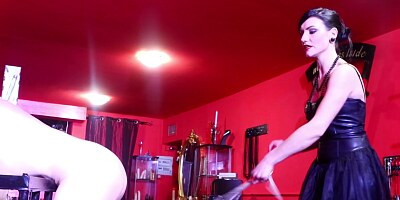 Very hard whipping punishment by strict cruel brunette mistress