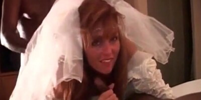 Wife Dressed As A Bride Has A Threesome With 2 Blacks