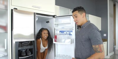 Young hot ebony Amilian Kush fucked by her buddy Bruno Dickenz