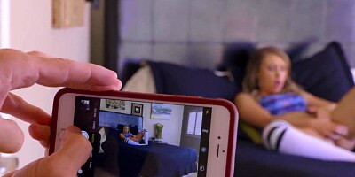 Young lesbian Harley Jade rides gf's brother big cock