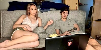 Young sister seduced by her brother on real homemade Russian porn anal...